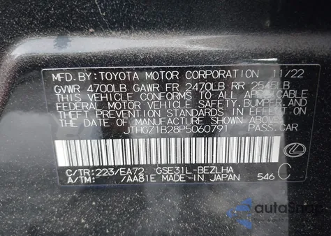 2023 Lexus Is 350 F Sport Design/350 F Sport from USA, damaged, VIN JTHGZ1B28P5060791